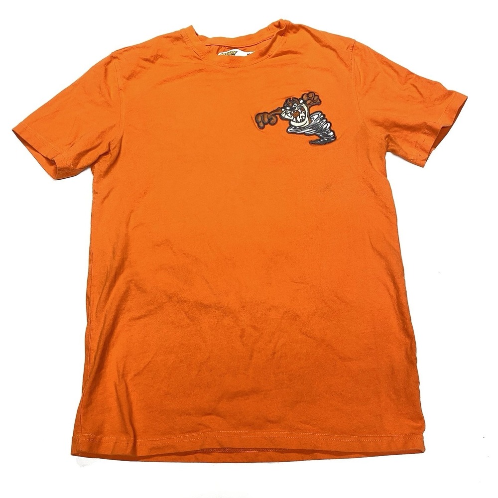 Taz Tasmanian Devil Looney Tunes Embroidered Orange Warning Looney Tunes Med